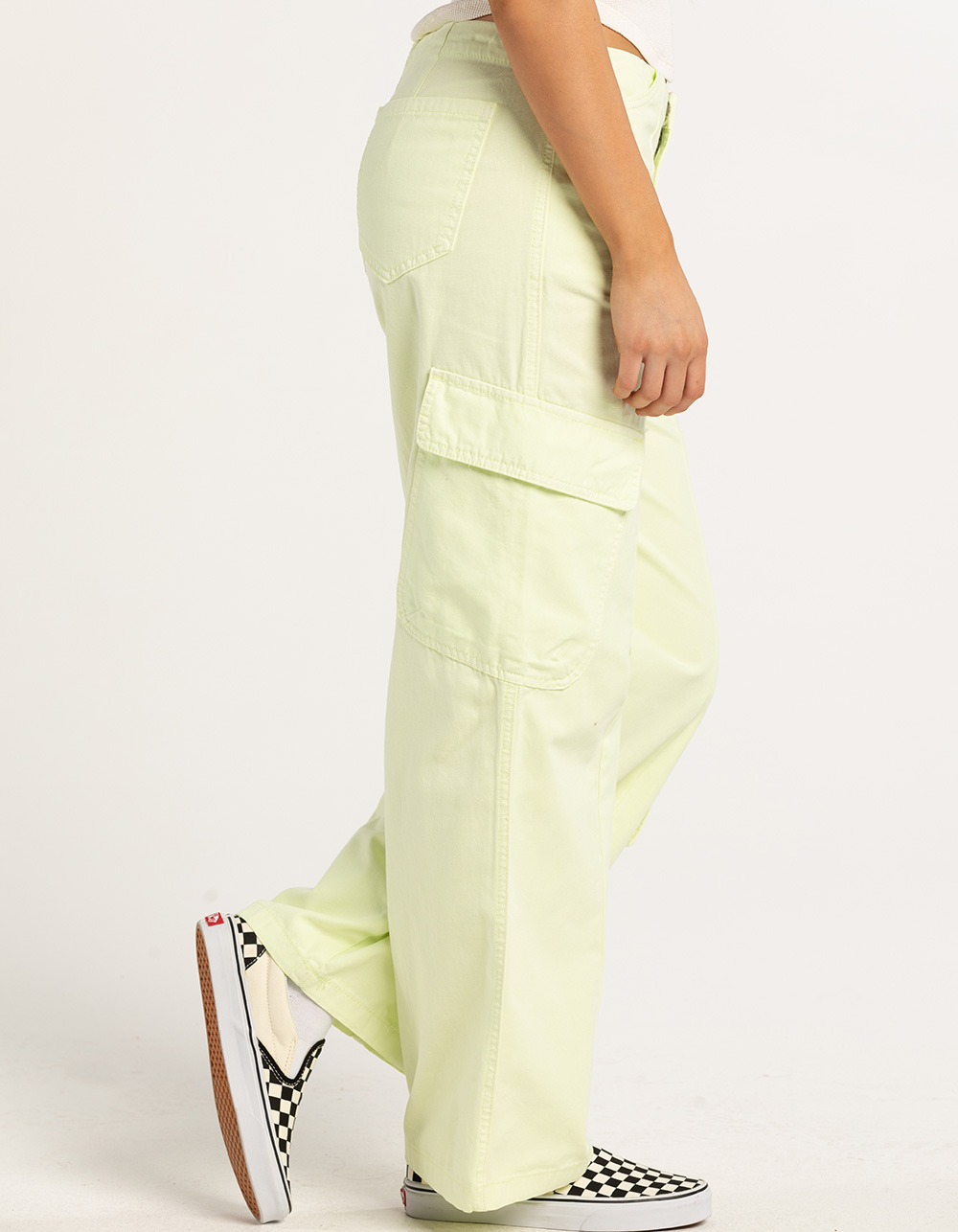 FULL TILT Low Rise Invisible Waist Womens Cargo Pants - CITRON
