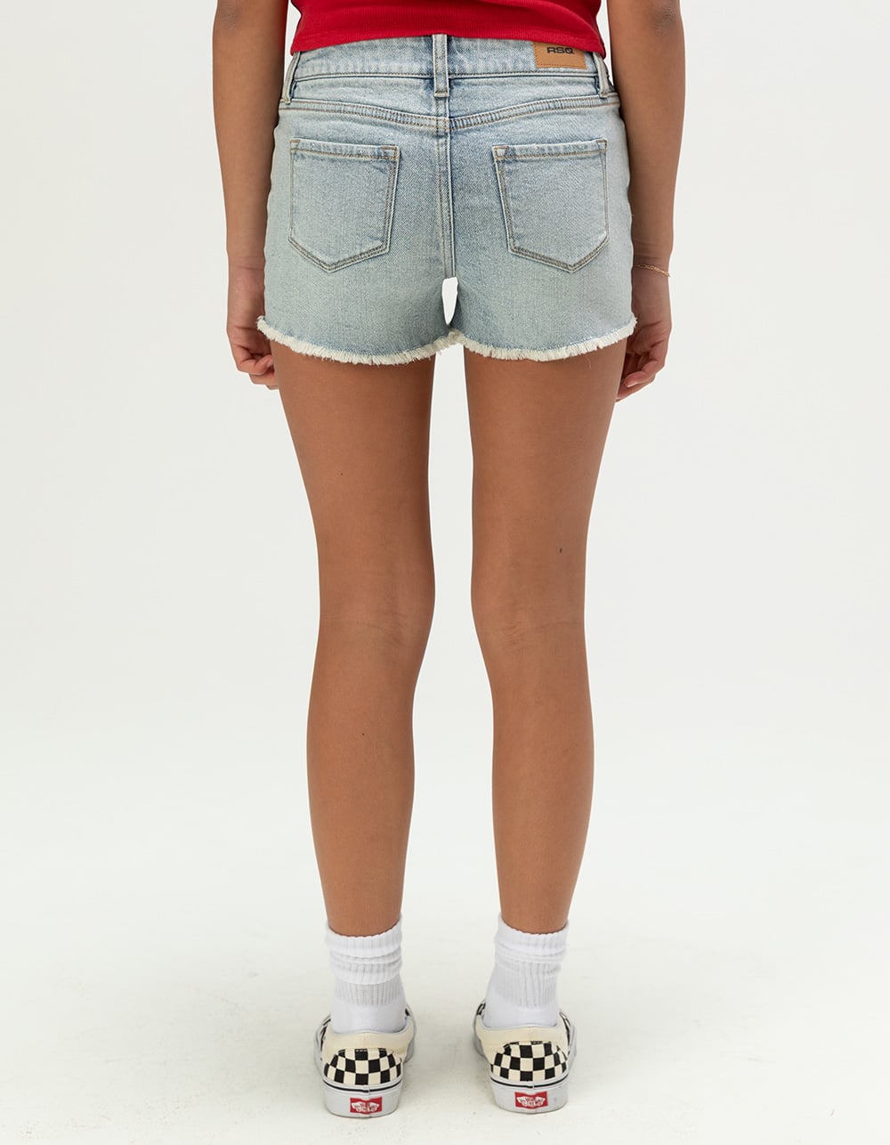 RSQ Girls Vintage High Rise Frayed Shorts - LIGHT WASH