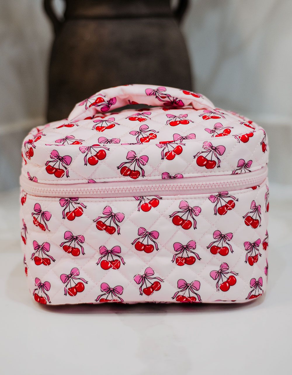 KATYDID Cherry Bows Repeat Make Up Bag - LIGHT PINK