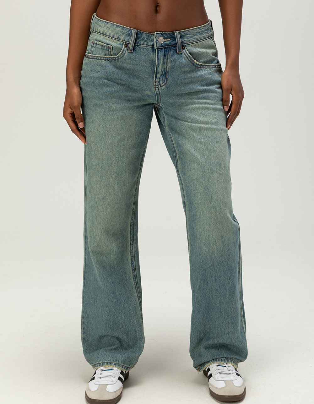 RSQ Womens Low Rise Loose Straight Jeans - TINTED DENIM
