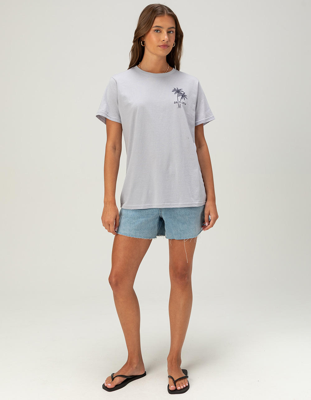 SALTY CREW Greetings Womens Boyfriend Tee - GRAY