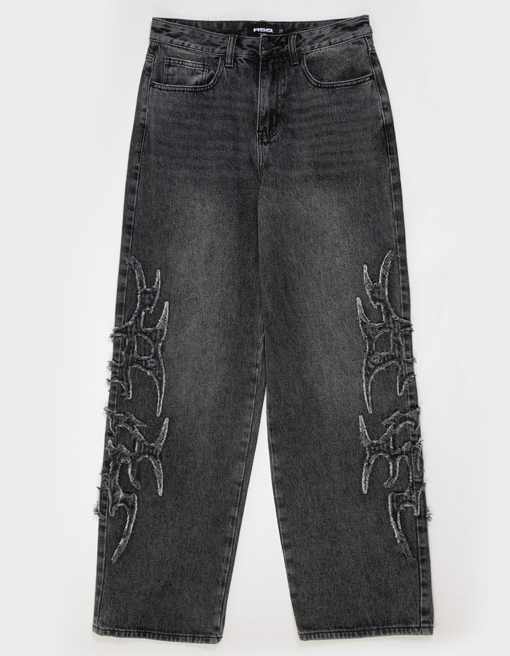 RSQ Mens Extra Baggy Applique Jeans - WASHED BLACK
