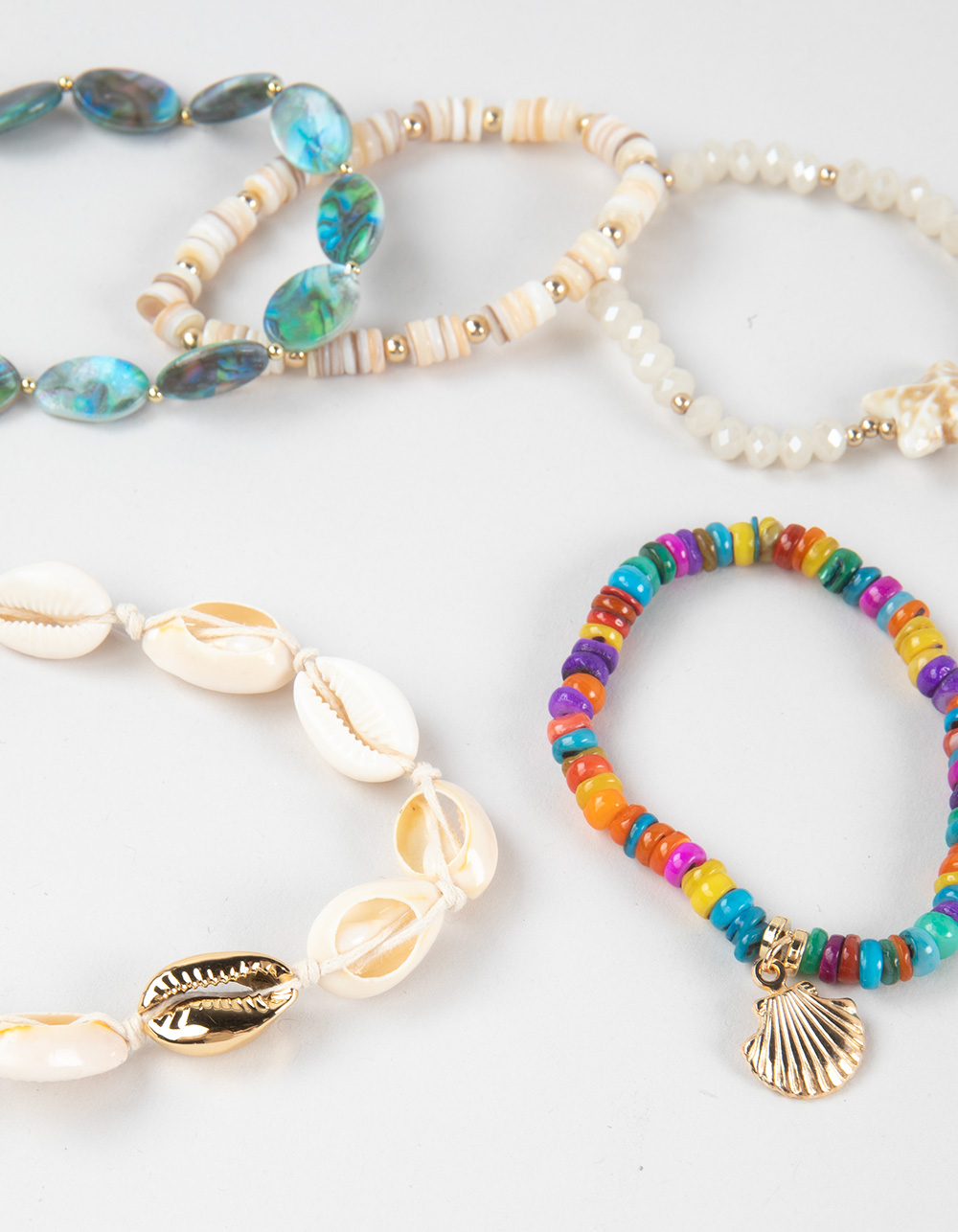 FULL TILT 5 Pack Puka Shell Bracelets - MULTI