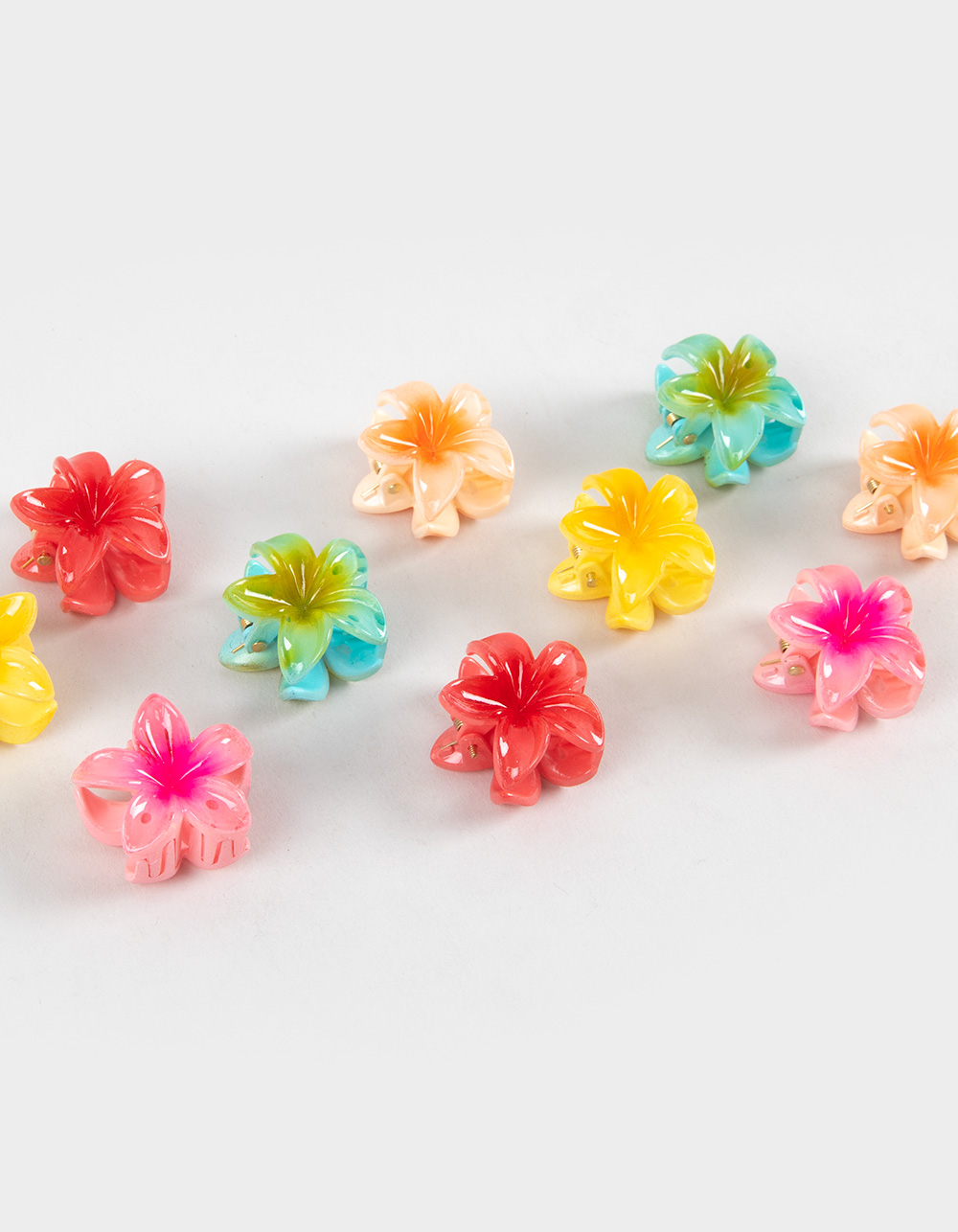 FULL TILT 10 Pack Mini Hawaiian Floral Claw Clips - MULTI