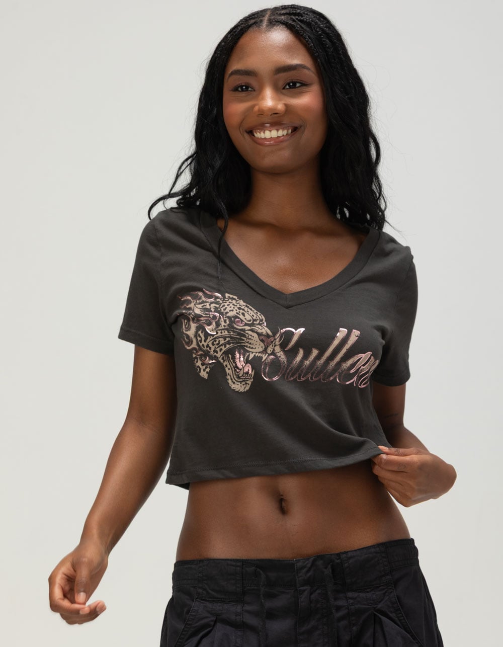 SULLEN On Fire Womens V-Neck Tee - BLACK