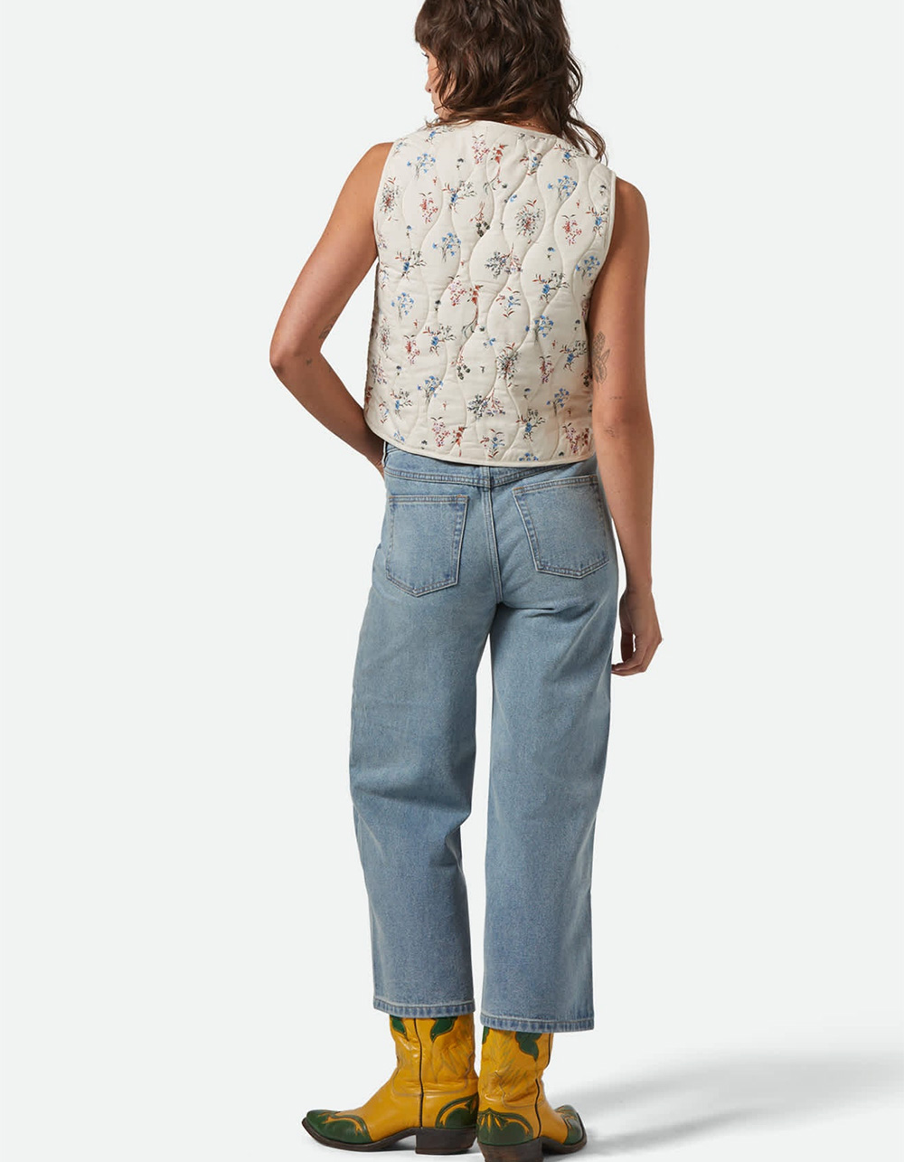 BRIXTON Field Womens Floral Quilted Vest - WHITE/MULTI