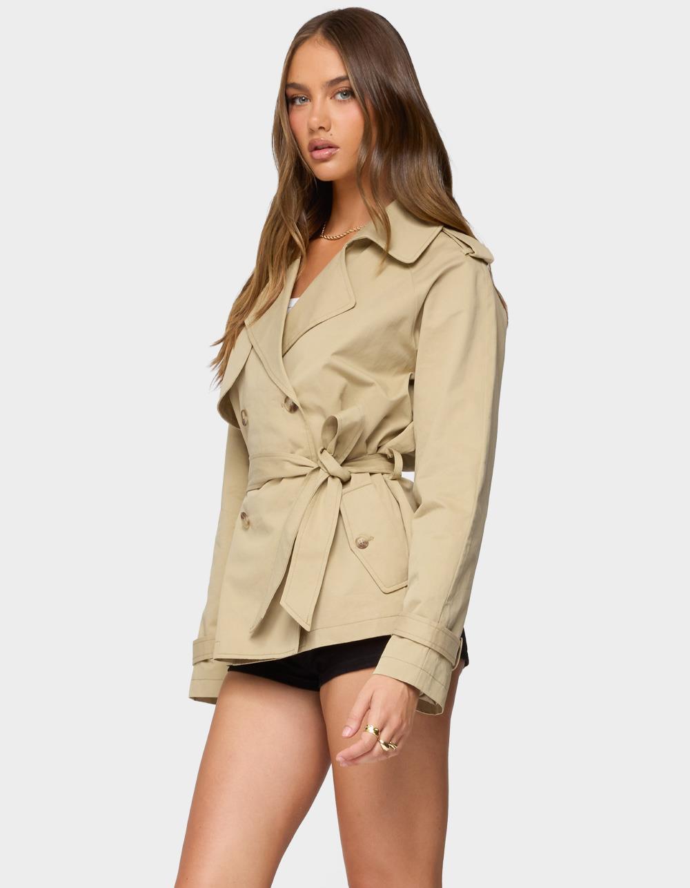 EDIKTED Tobie Raglan Trench Jacket - BEIGE