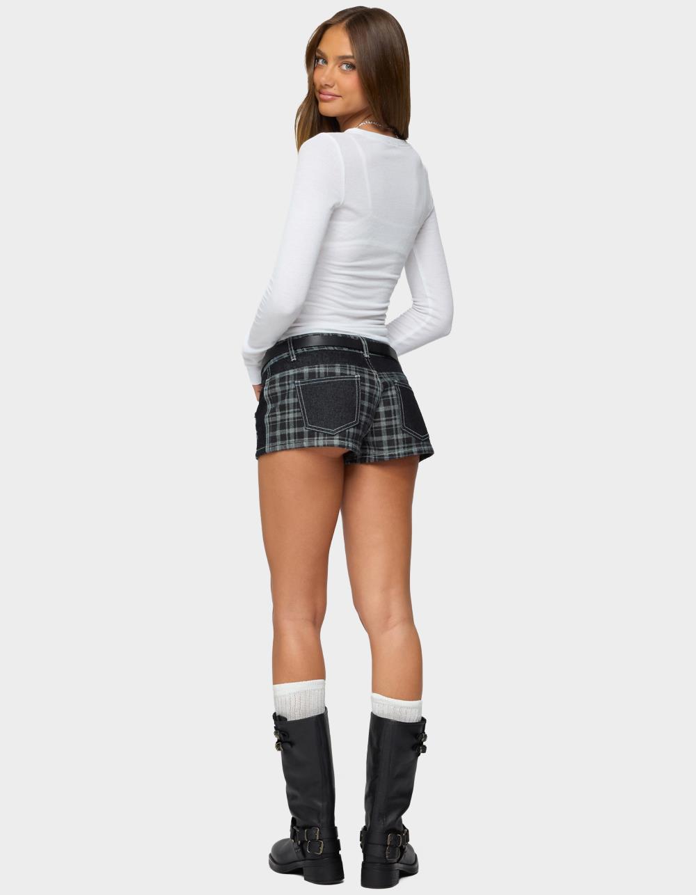 EDIKTED Kuini Ribbed Long Sleeve Tee - WHITE