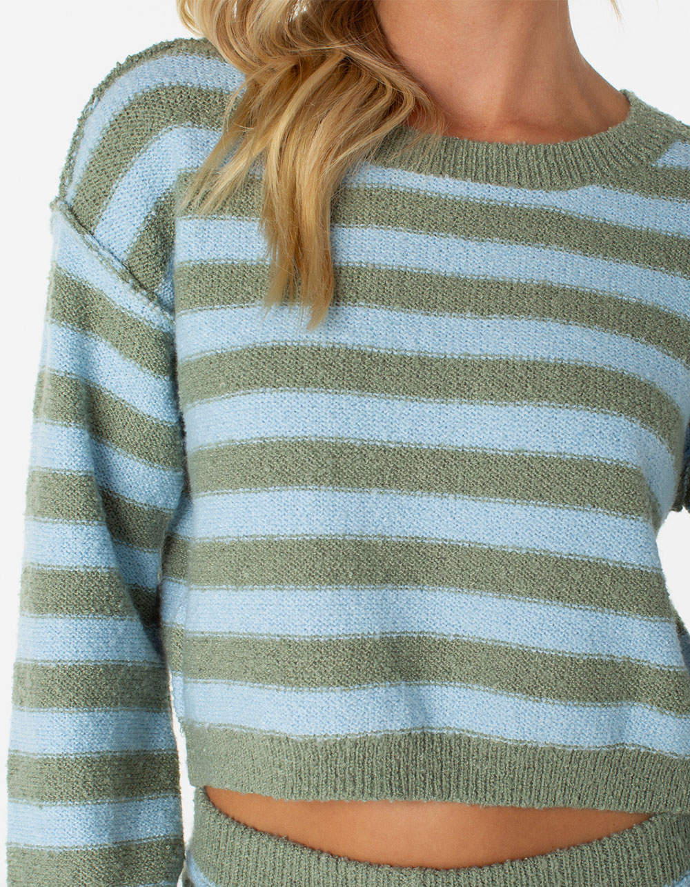 ROXY Swell Season Womens Stripe Sweater - GREEN COMBO