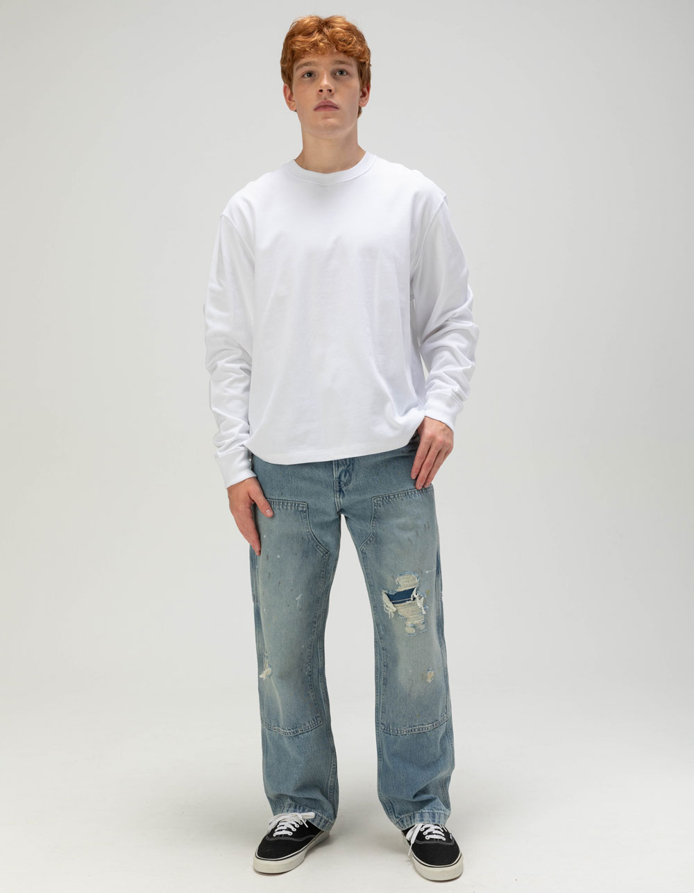 LEVI'S 568 Mens Loose Straight Double Knee Carpenter Jeans - Diving Ducks Distressed - DIRTY DENIM