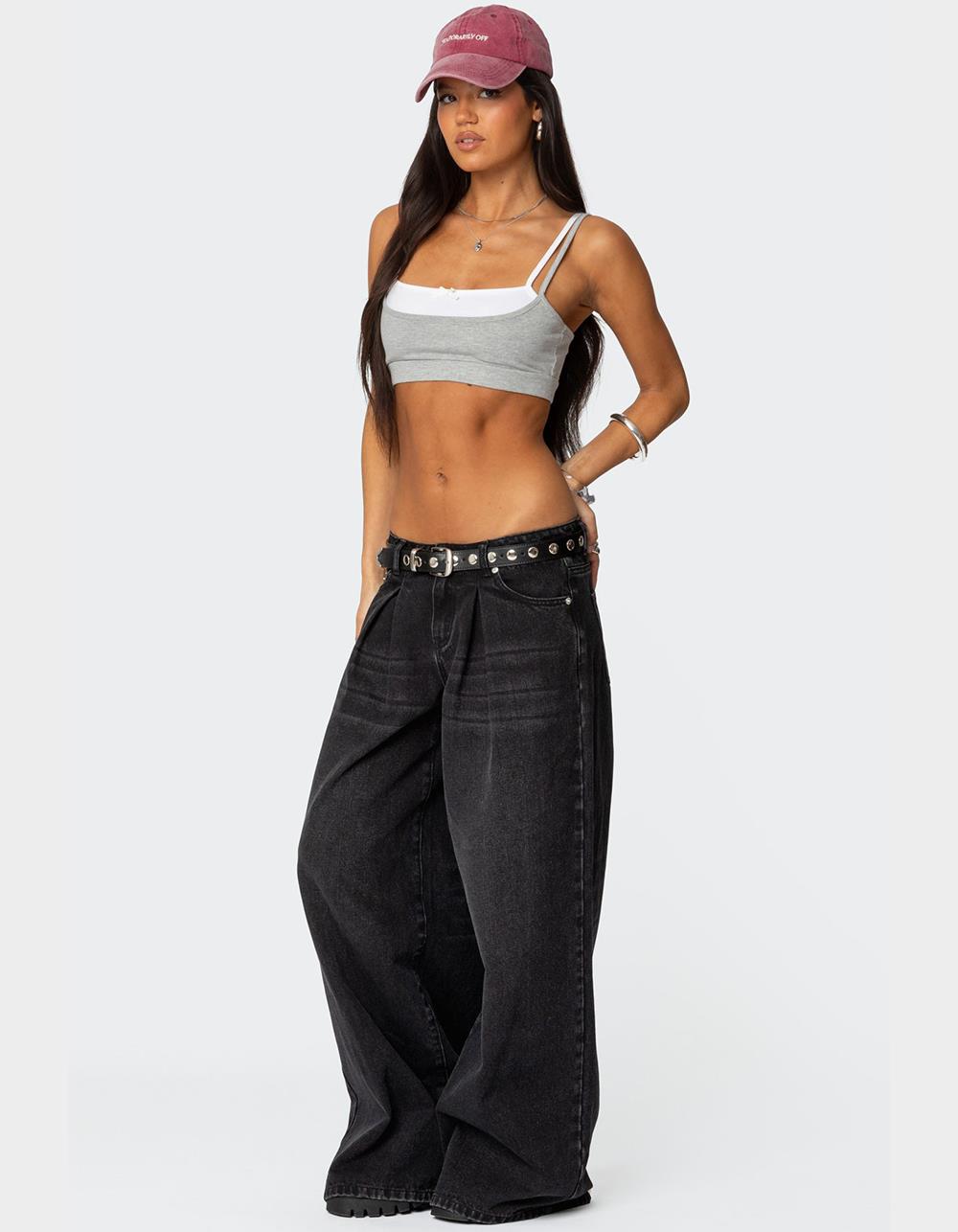 EDIKTED Gracie Layered Bra Top - GRAY
