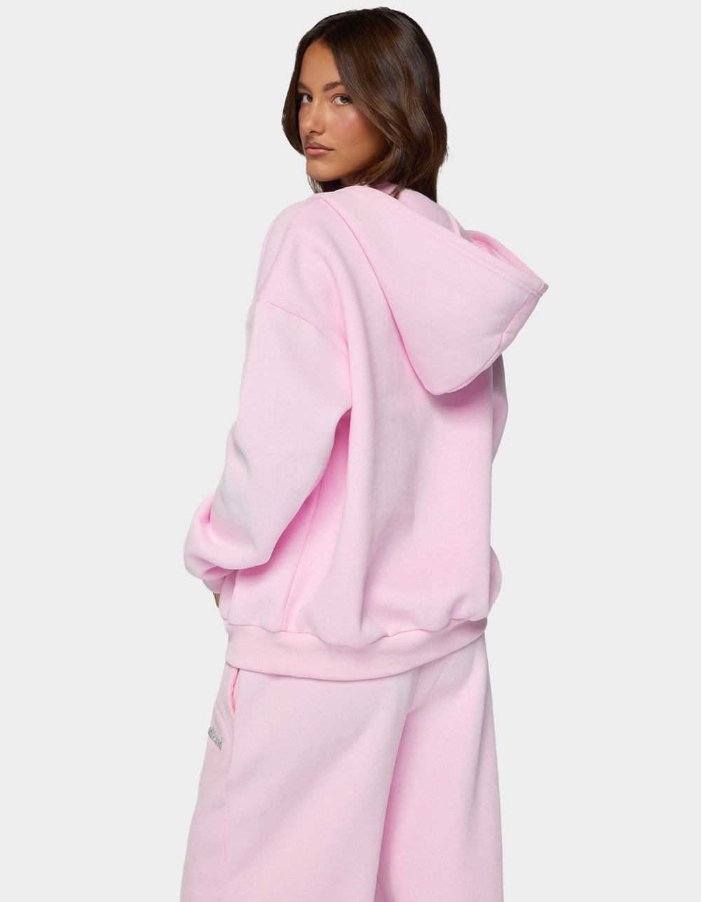 Edikted Diva Zip Up Hoodie - LIGHT PINK