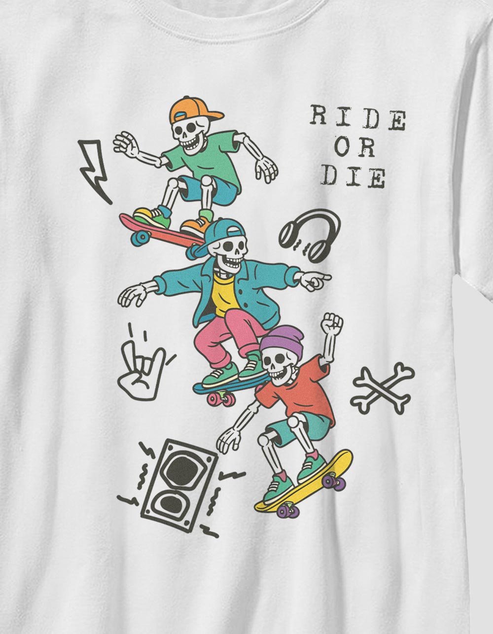 SKATE Ride Or Die Boys Tee - WHITE