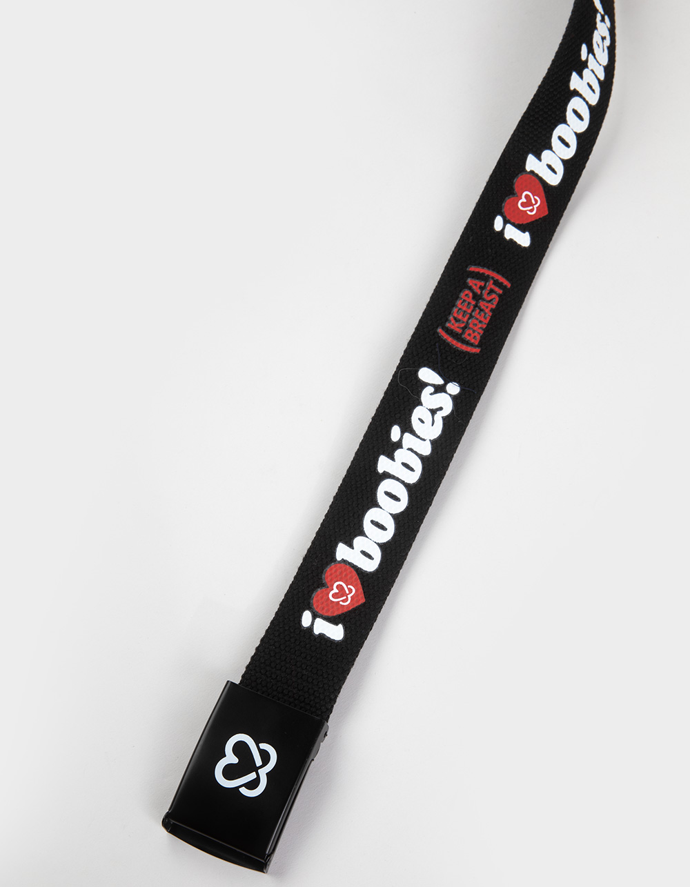 KEEP A BREAST I Love Boobies! Black Web Belt - BLK/WHT