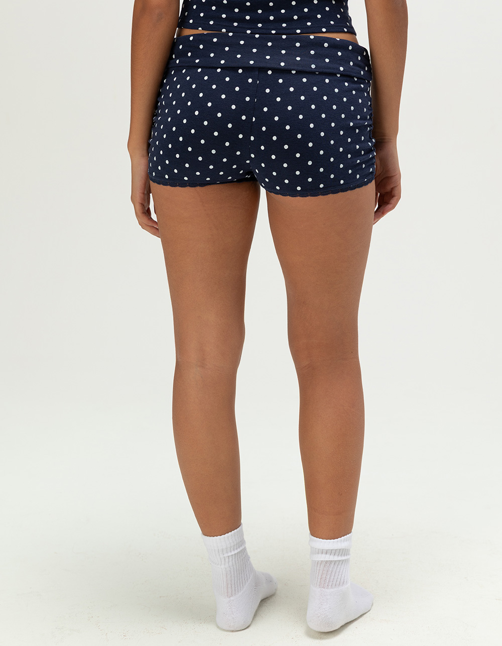 FULL TILT Womens Fold Over Shorts - NAVY/WHITE