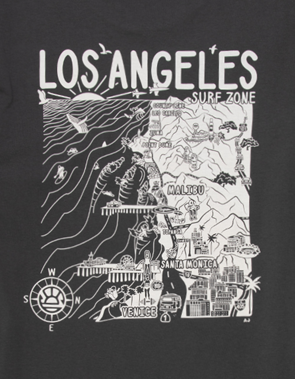 DISTANT LOCAL Los Angeles Mens Tee - WASHED BLACK