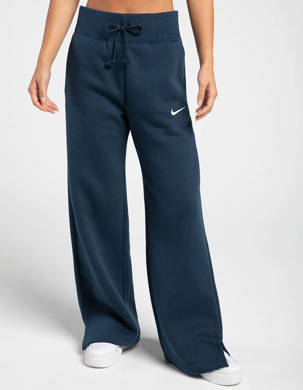 NIKE Sportswear Phoenix Womens Wide Leg Fleece Sweatpants - NAVY