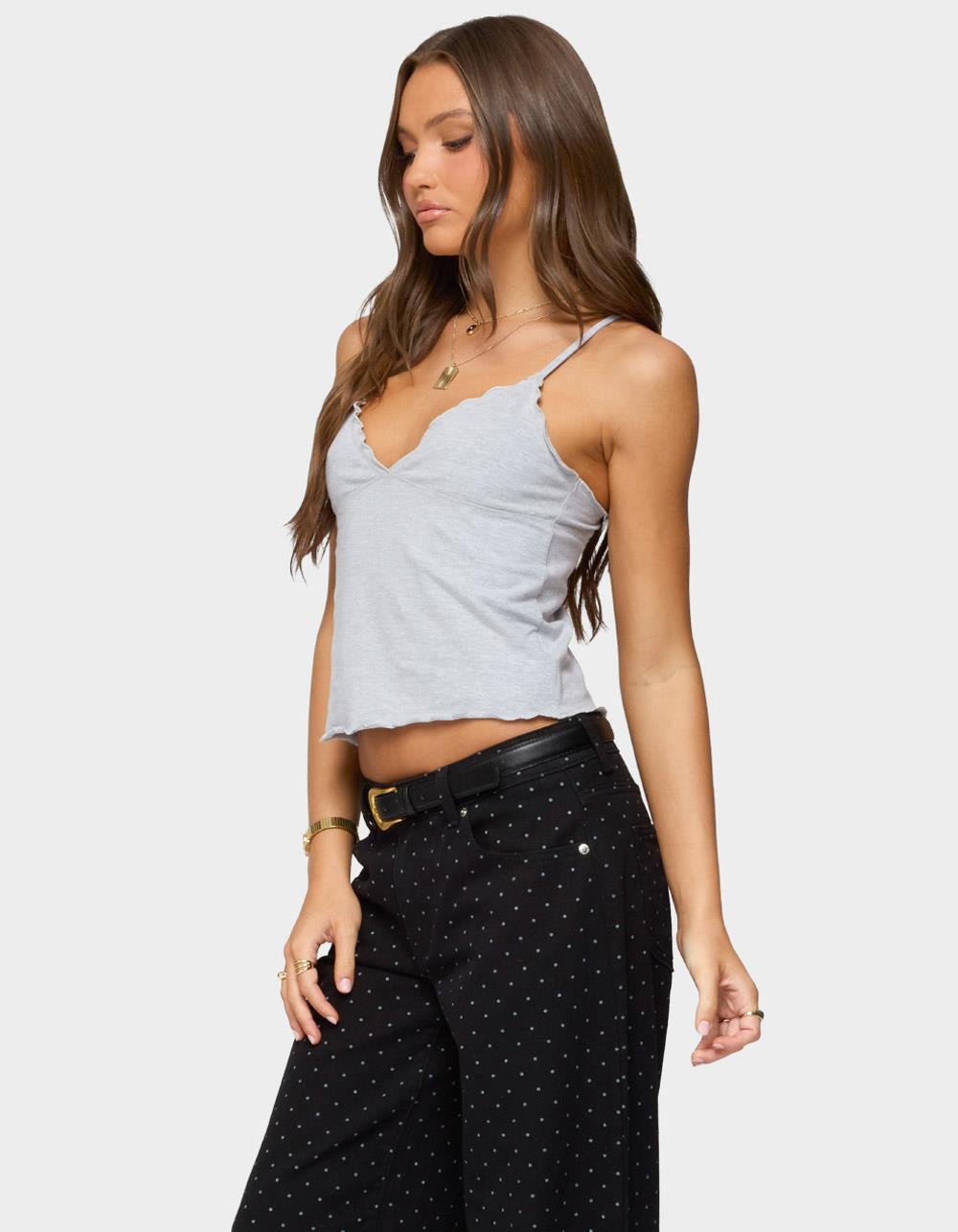 EDIKTED Glendon Babydoll Top - GRAY