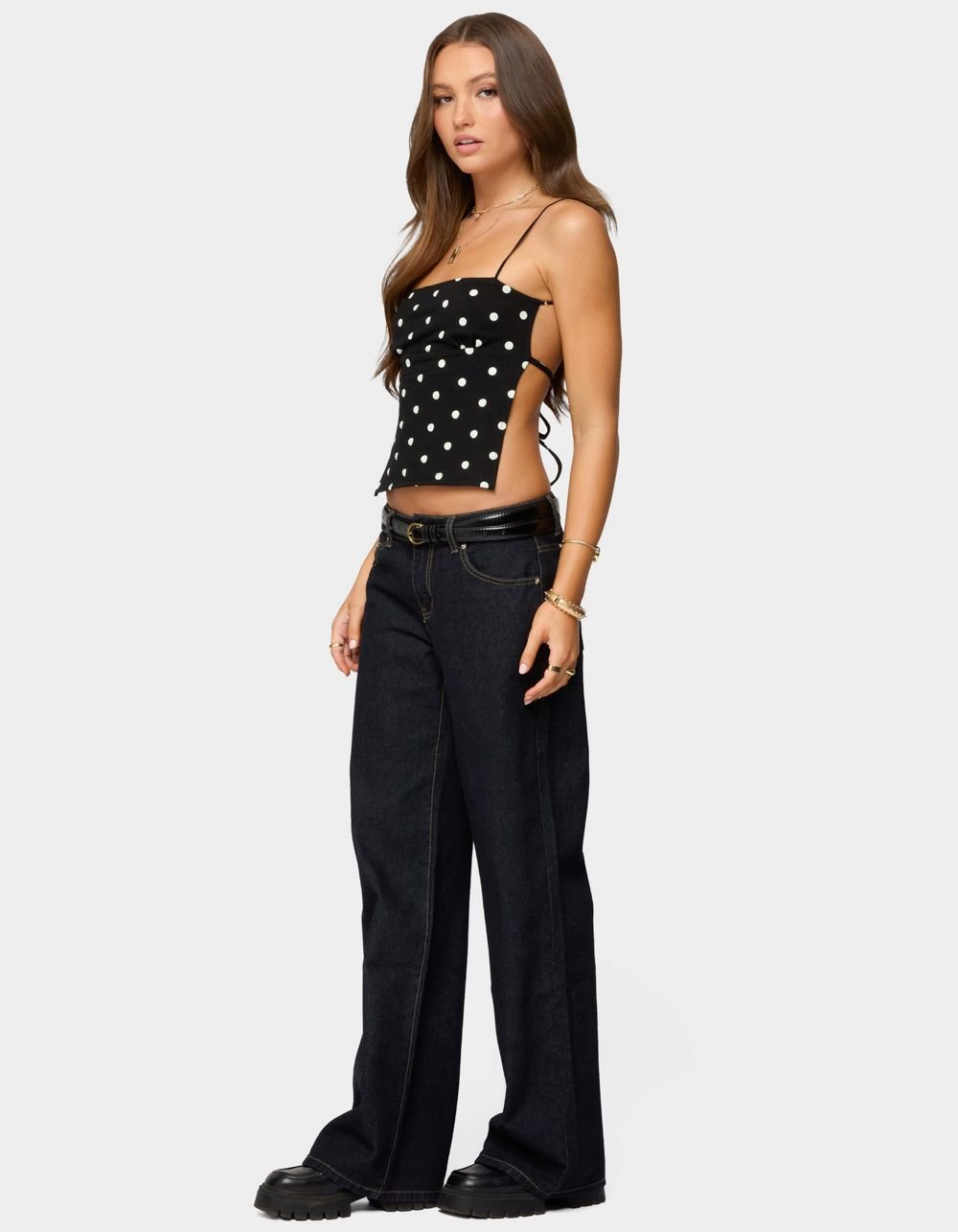 EDIKTED Jinx Open Back Top - BLACK