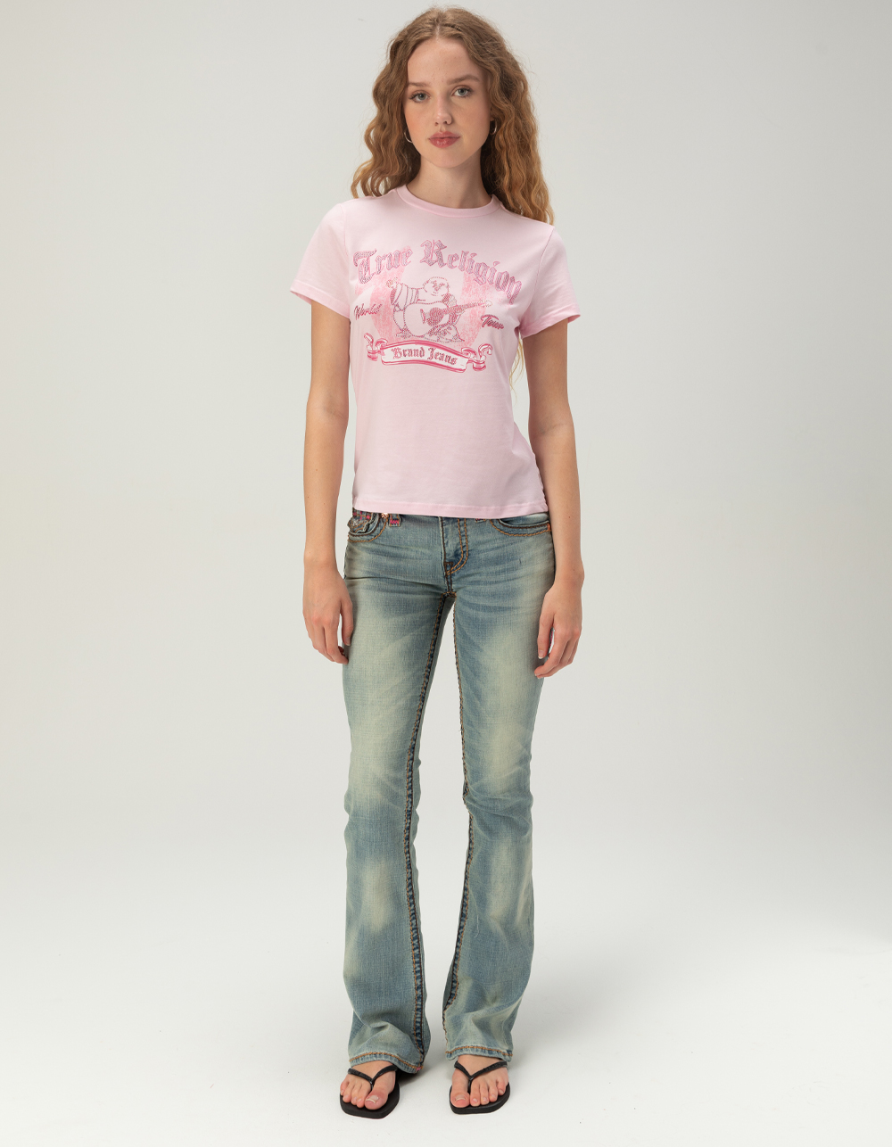 TRUE RELIGION Crystal Classic Womens Tee - PINK