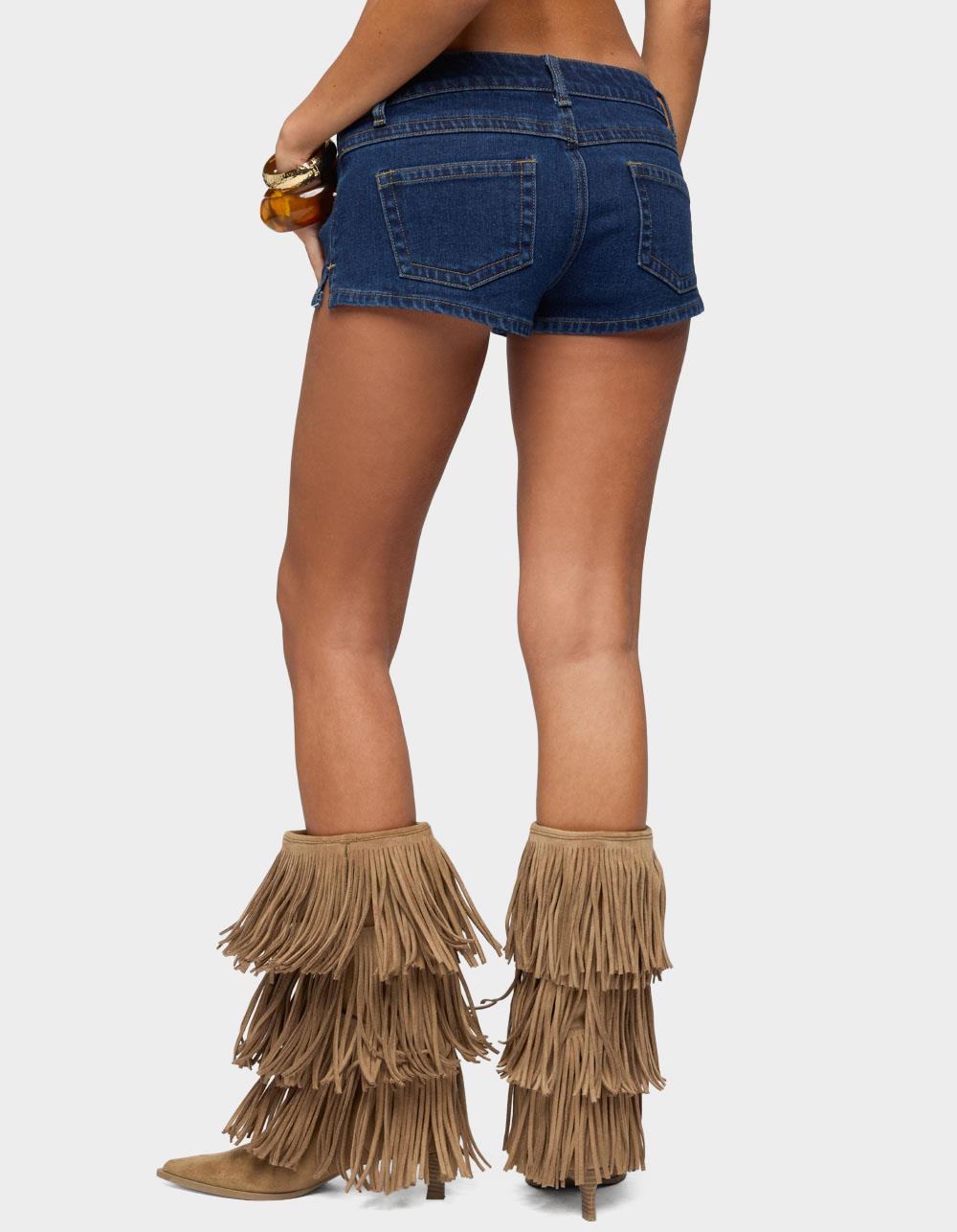 EDIKTED Jagger Low Rise Denim Shorts - DARK BLUE