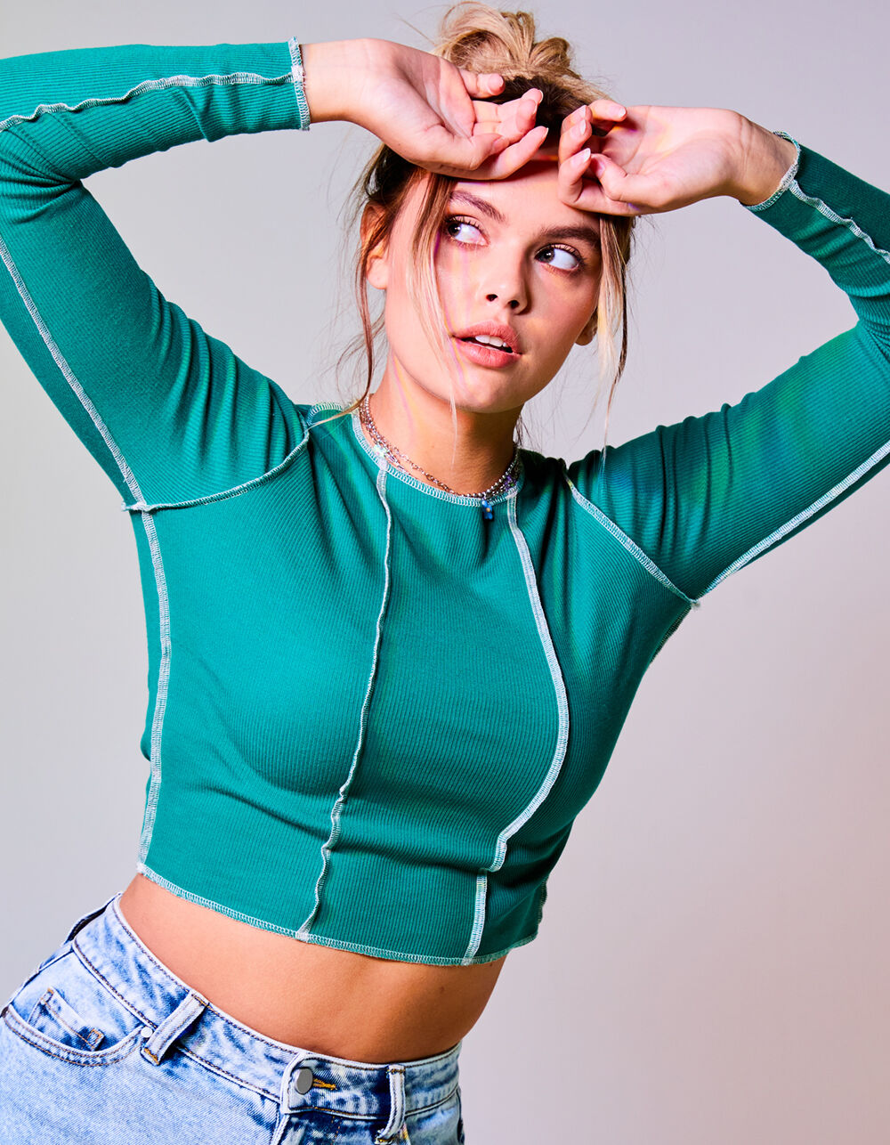 FULL TILT Exposed Seam Womens Tee GREEN Tillys