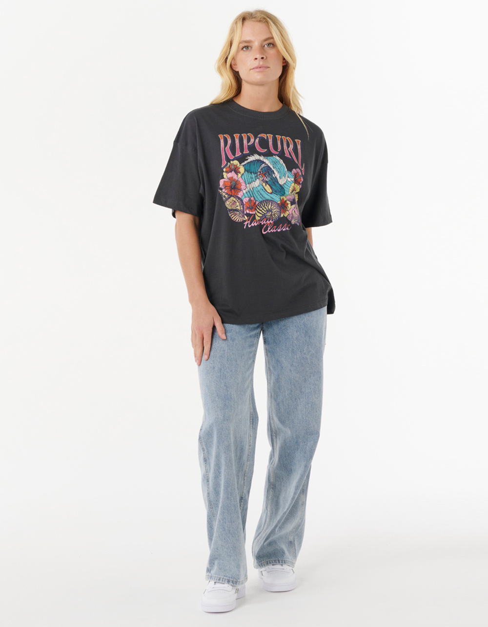 RIP CURL Hawaii Classic Womens Tee - WASHED BLACK