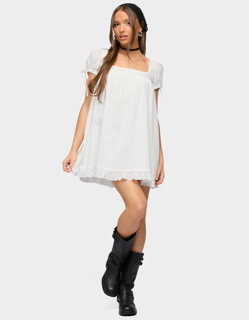 EDIKTED Sepid Striped Cotton Mini Dress - BEIGE