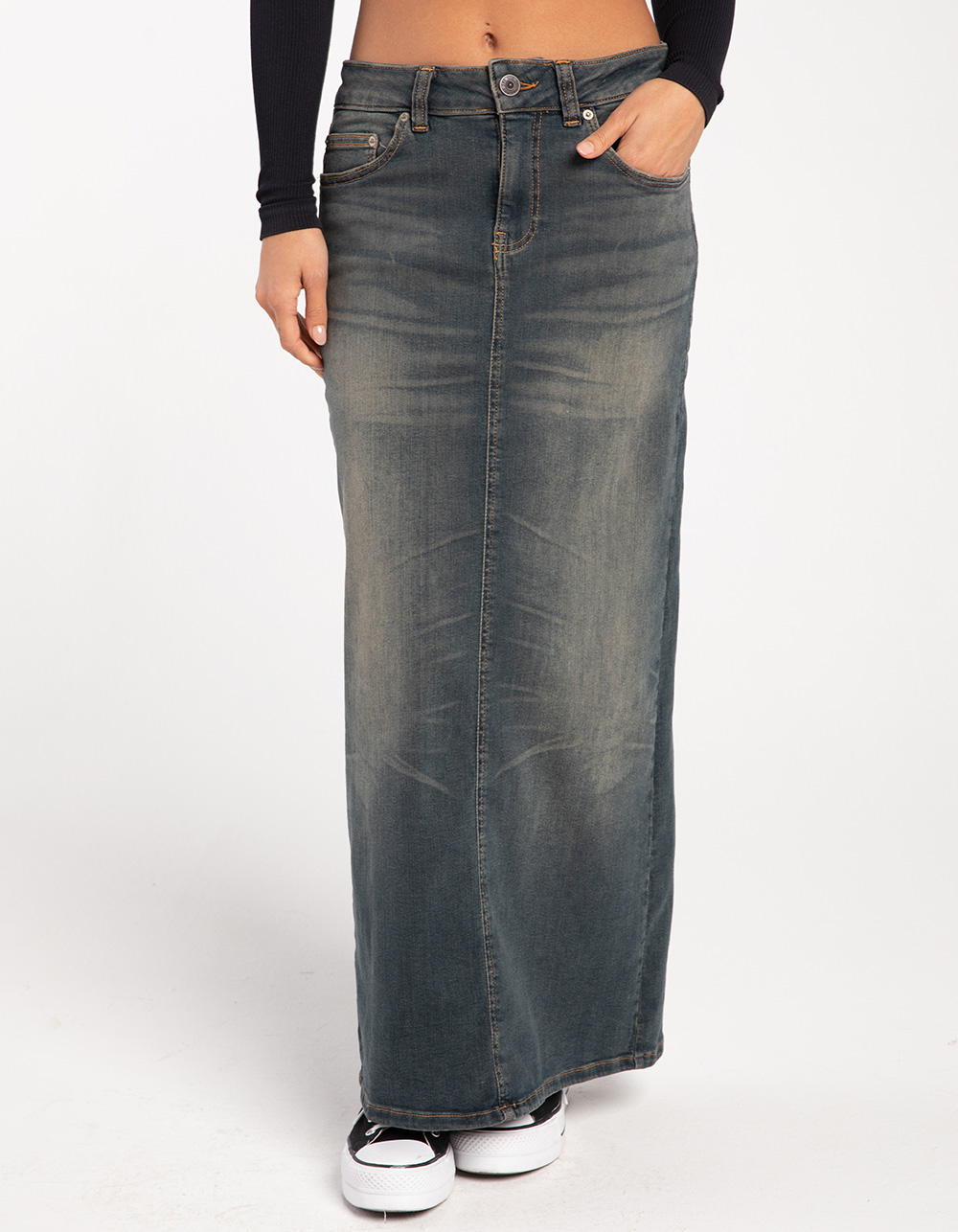BDG Urban Outfitters Five Pocket Denim Womens Midi Skirt - VINTAGE | Tillys