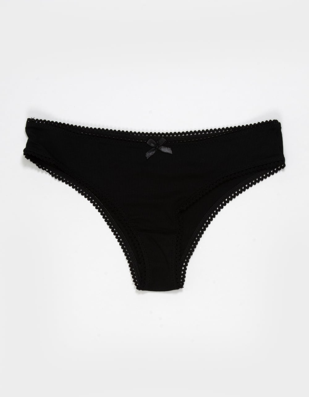 FULL TILT Bow Lace Trim Rib Cheeky Panties