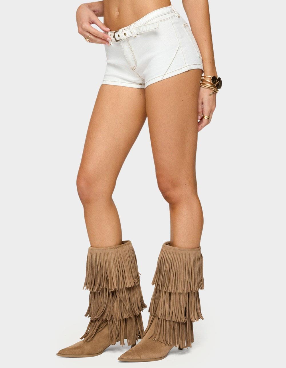 EDIKTED Ciel Low Rise Denim Micro Shorts - WHITE