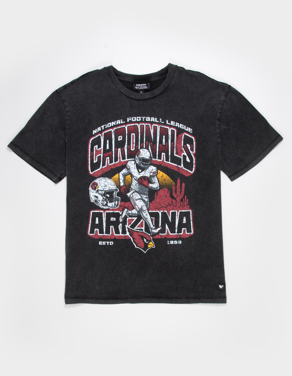 THE WILD COLLECTIVE Arizona Cardinals Player Mens Tee - WASHED BLACK