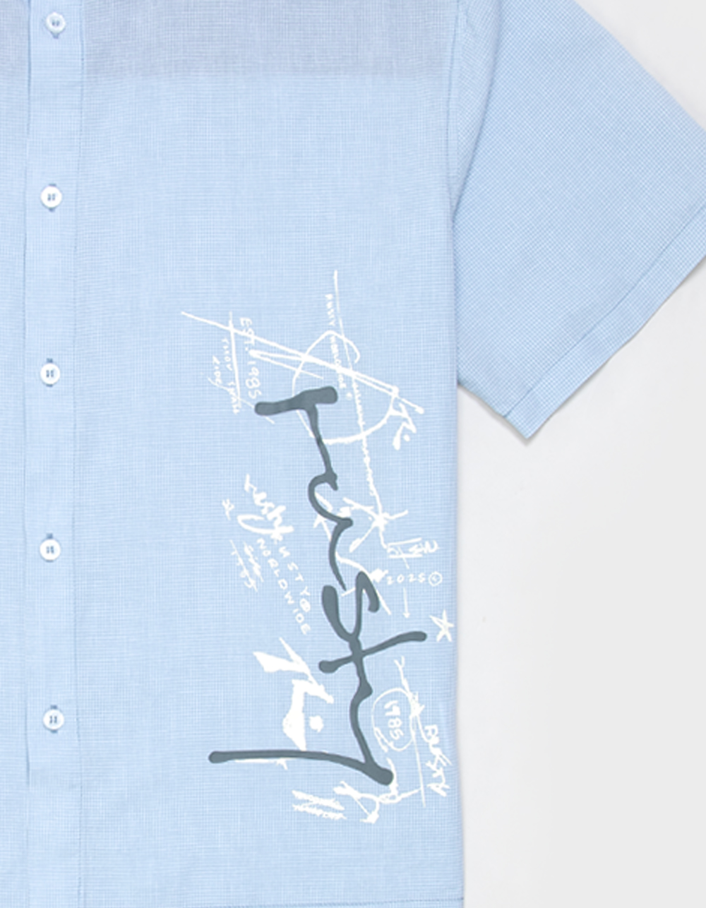 RUSTY Crisis Mens Crop Button Up Shirt - LIGHT BLUE
