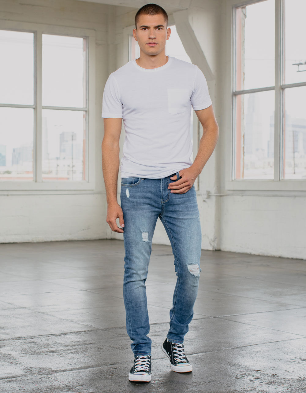 RSQ Mens Skinny Medium Vintage Flex Ripped Jeans - MEDIUM VINTAGE | Tillys