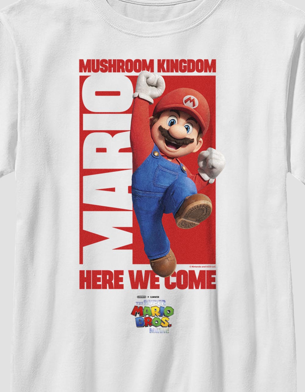 THE SUPER Mario BROS MOVIE Mushroom Kingdom Unisex Kids Tee - WHITE