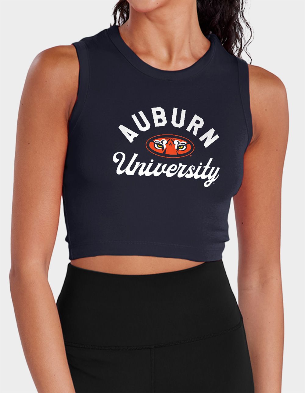 AUBURN UNIVERSITY Classic Script Womens Cropped Tank Top - NAVY