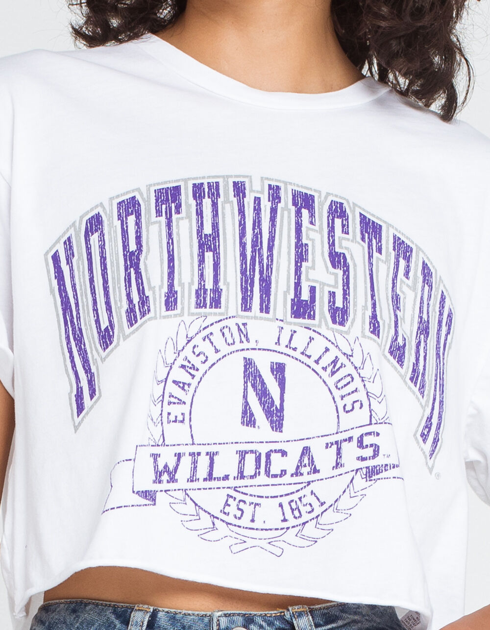 THE ORIGINAL RETRO BRAND Northwestern University Wildcats Womens Crop Tee image number 1