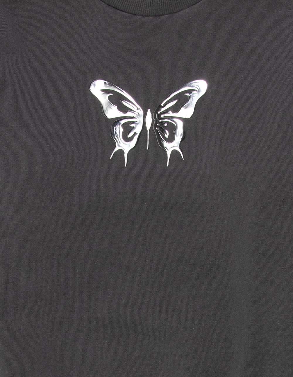 FULL TILT Chrome Butterfly Girls Crewneck Sweatshirt - WASHED BLACK