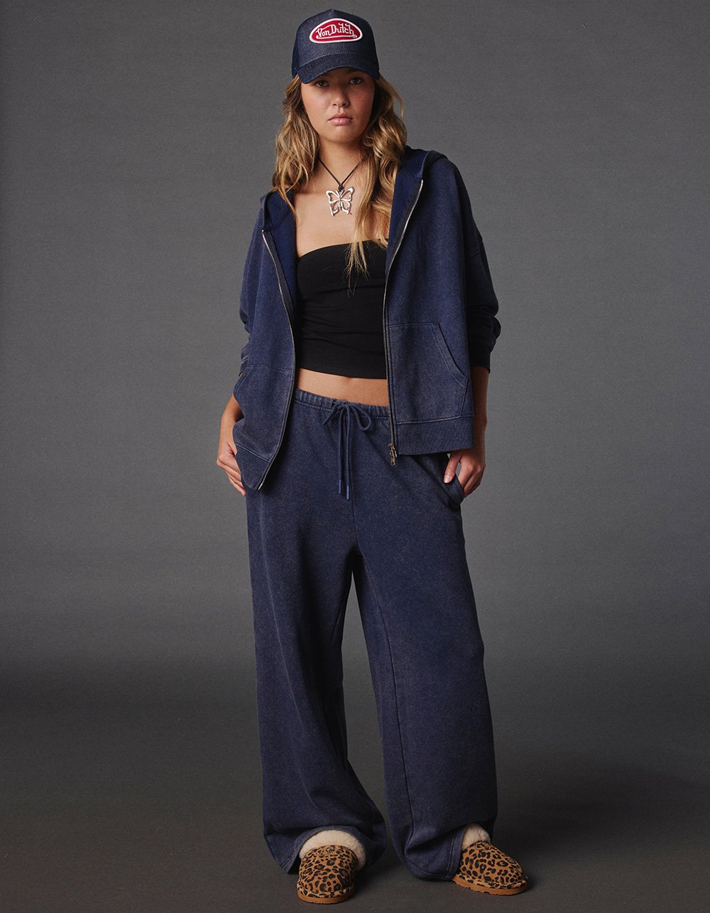 TILLYS Womens Oversized Zip-Up Hoodie - NAVY