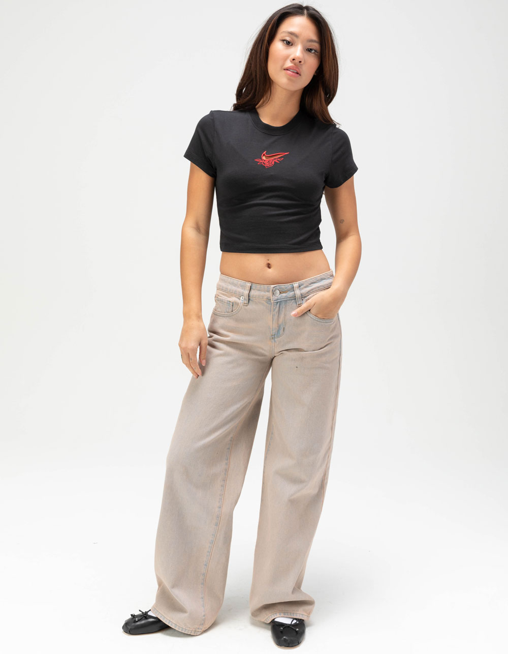 NIKE Sportswear Chill Knit Womens Crop Tee - BLACK