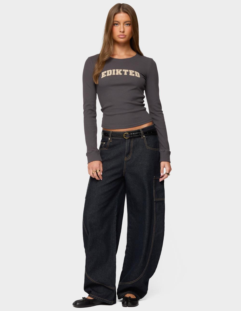 Edikted Essential Ribbed Tee - GRAY