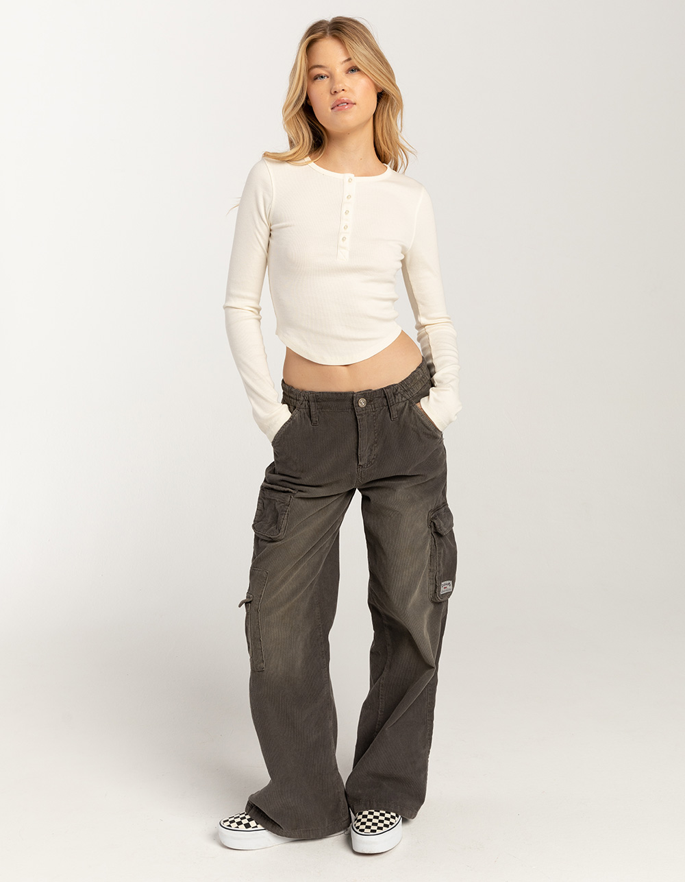 BDG Urban Outfitters Womens Button Up Henley ECRU Tillys