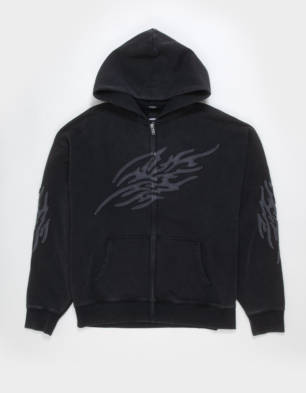 RSQ Mens Zip-Up Hoodie - WASHED BLACK