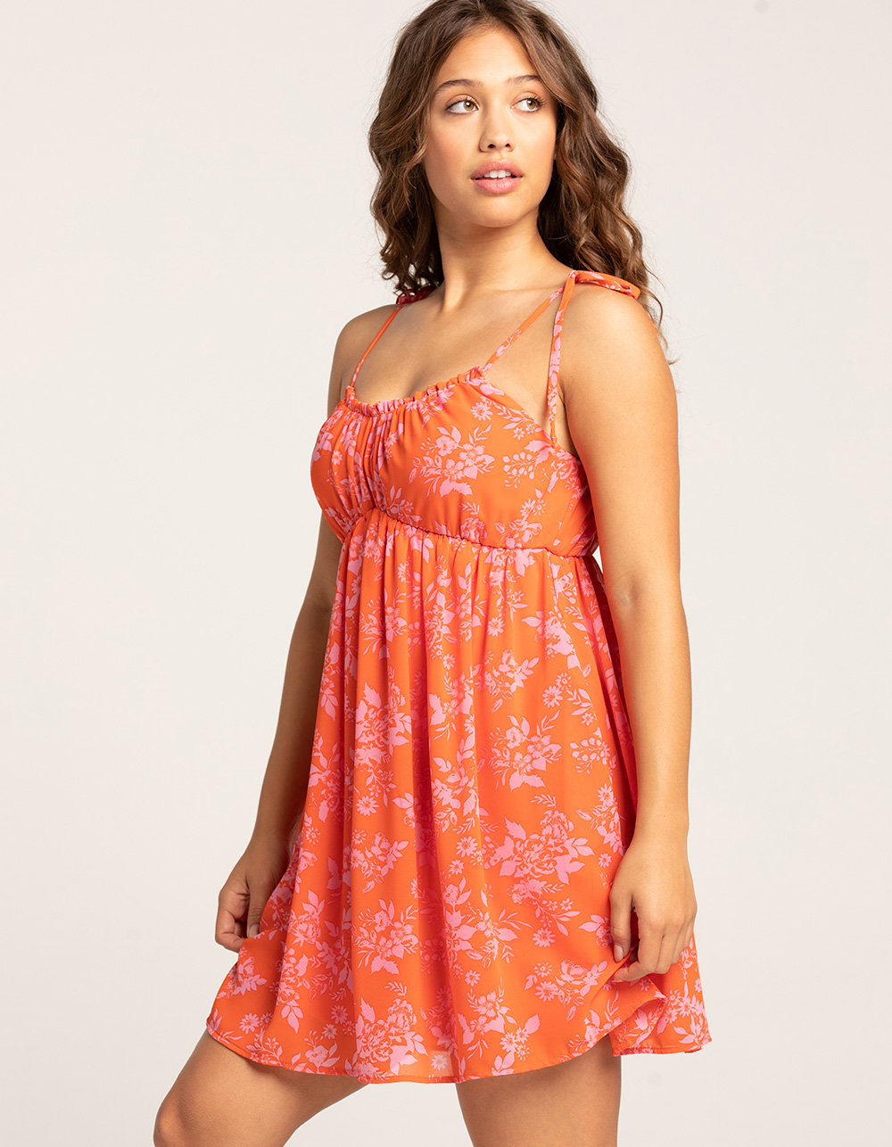 RSQ Womens Tie Print Babydoll Dress ORANGE Tillys