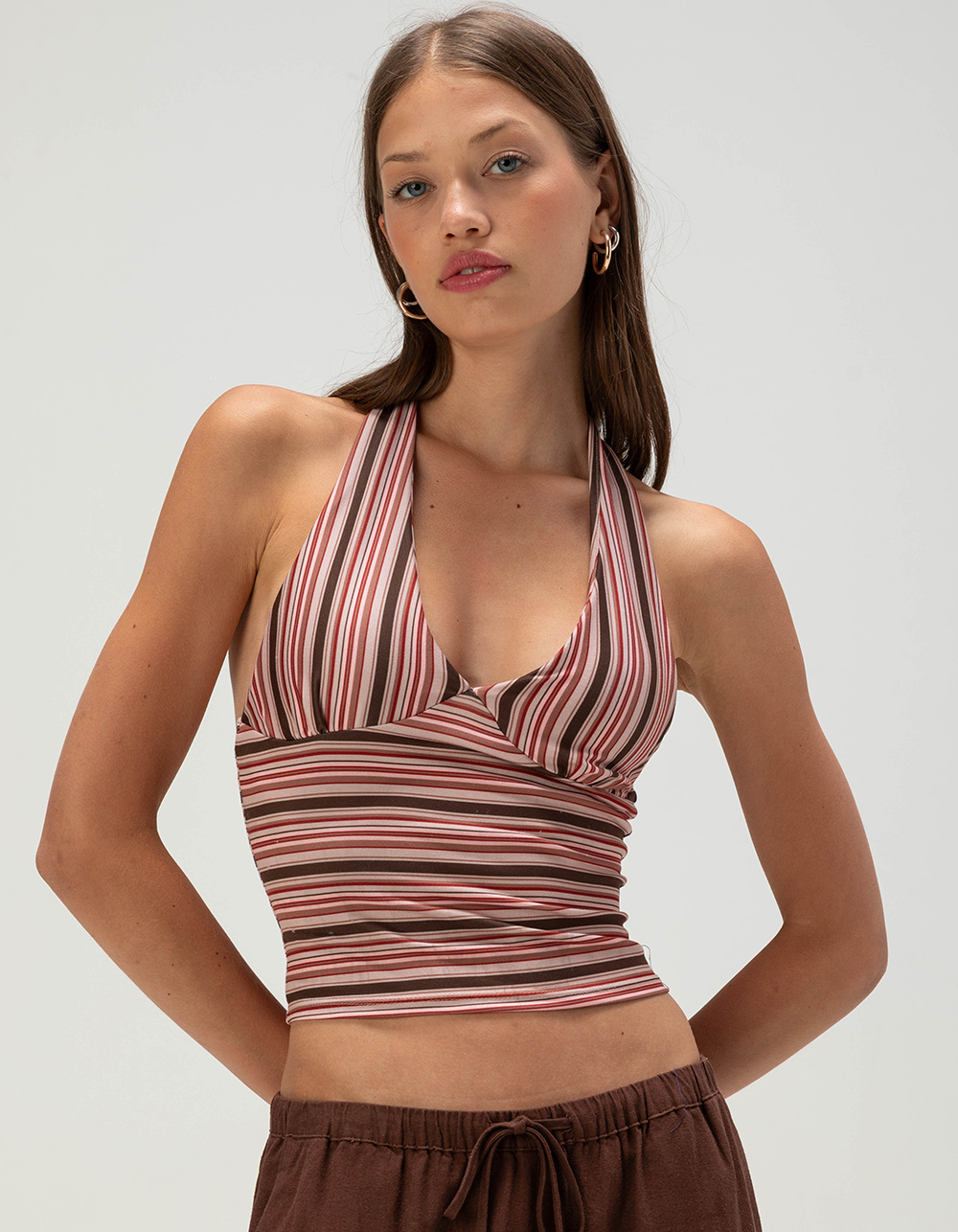 FULL TILT Womens Stripe Halter Top