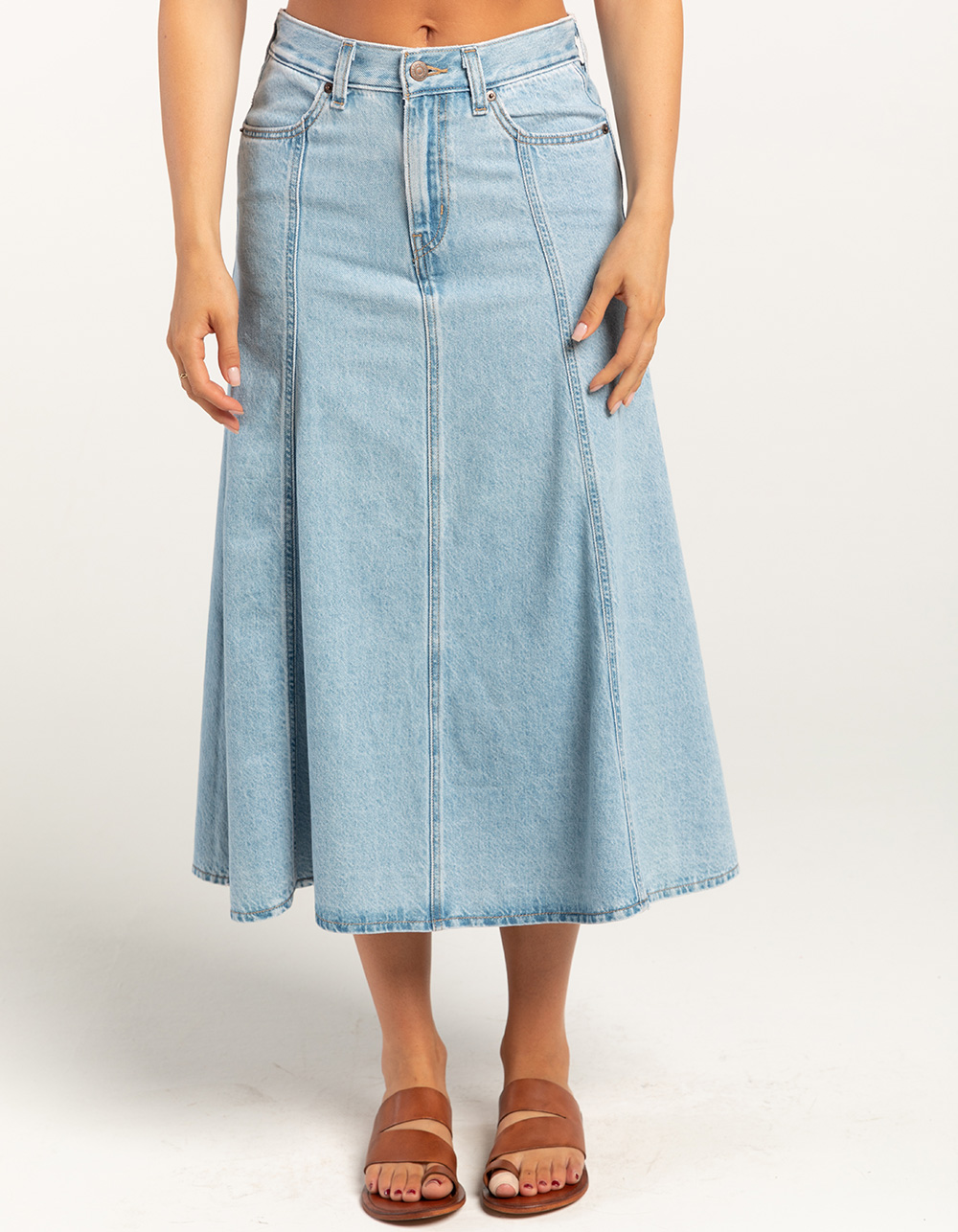 LEVI'S Fit And Flare Womens Denim Midi Skirt - I Will - SUPER SLUB