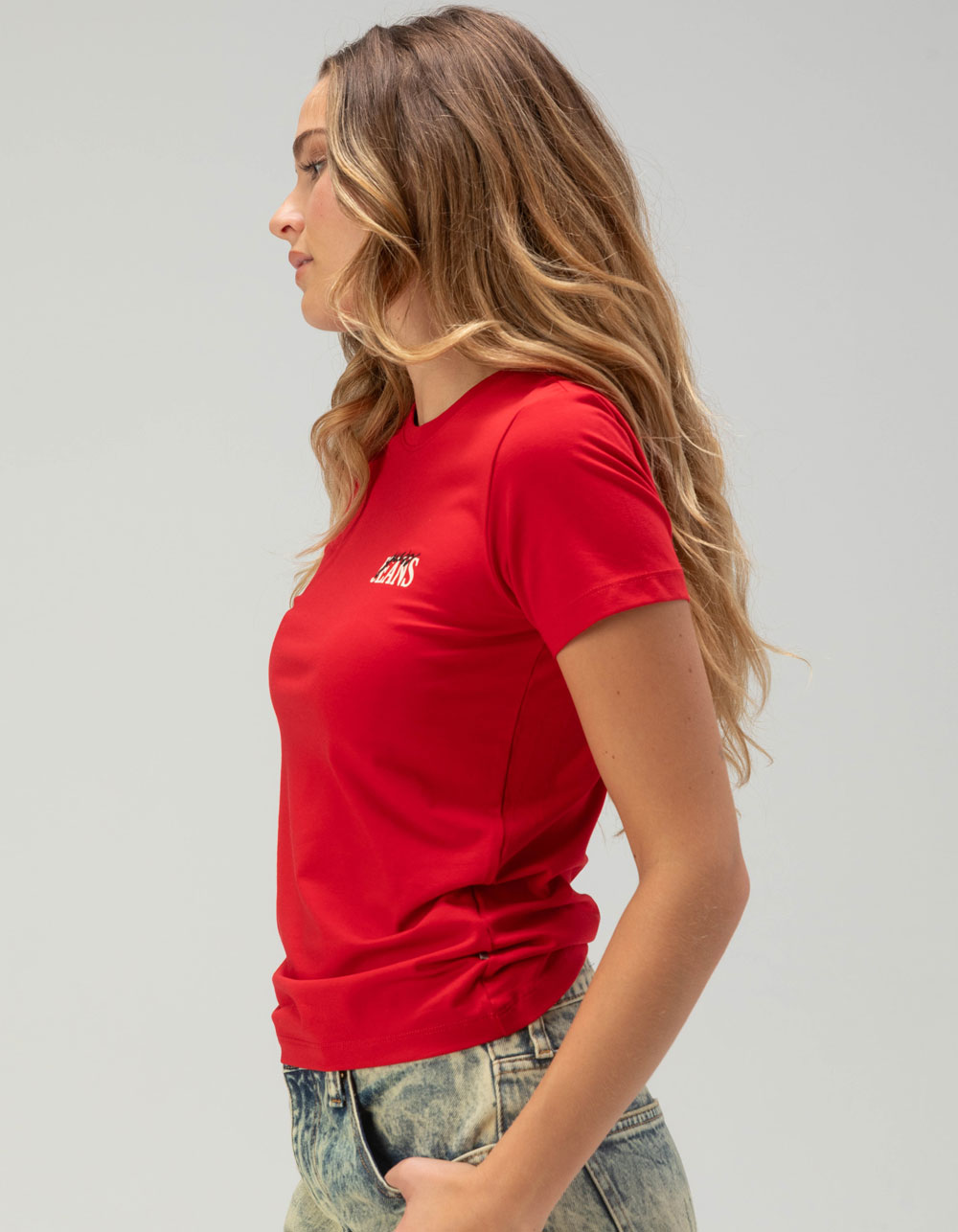 GUESS JEANS Print Womens Slim Fit Tee - RED