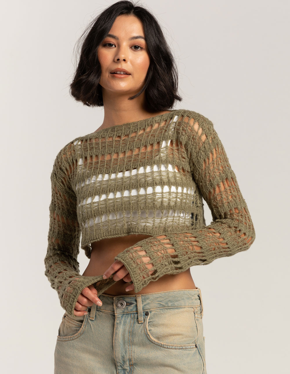 BDG Urban Outfitters Laddered Cobweb Womens Crop Sweater