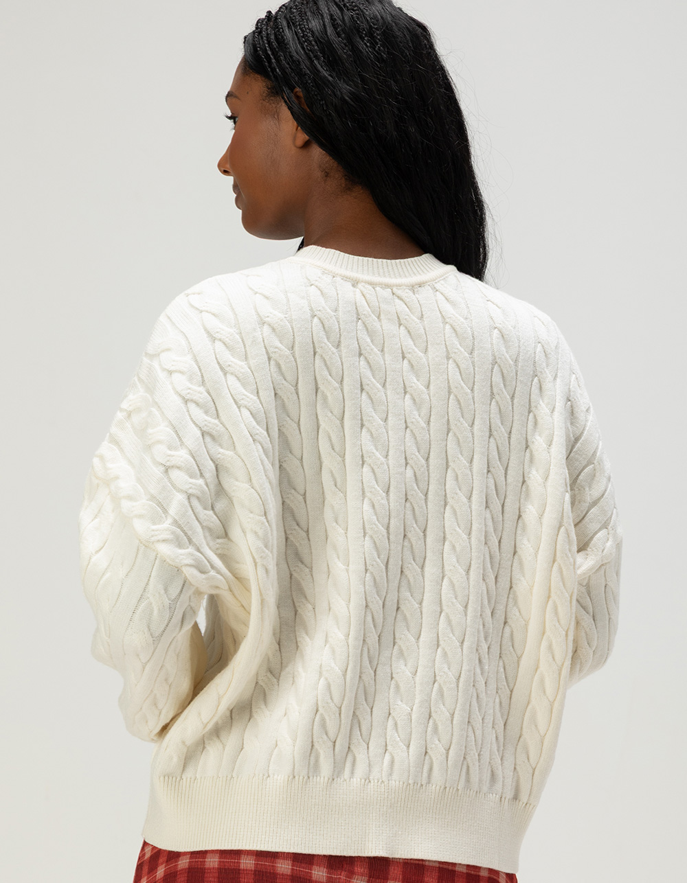 NECTAR CLOTHING Womens Cable Sweater - CREAM