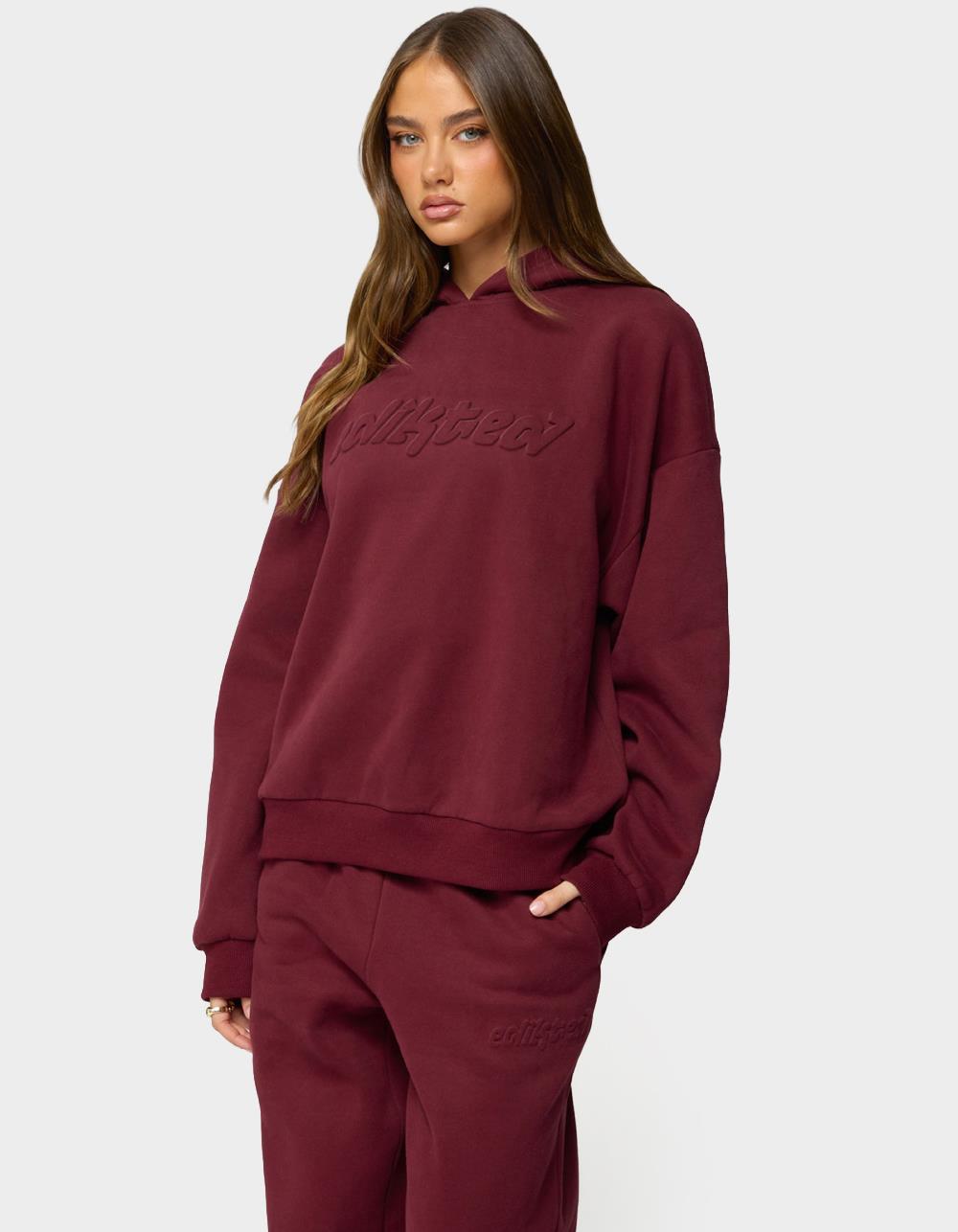 Edikted Totally Hoodie - DK RED